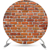 Aperturee - Round Vintage Red Brick Wall Backdrop For Birthday